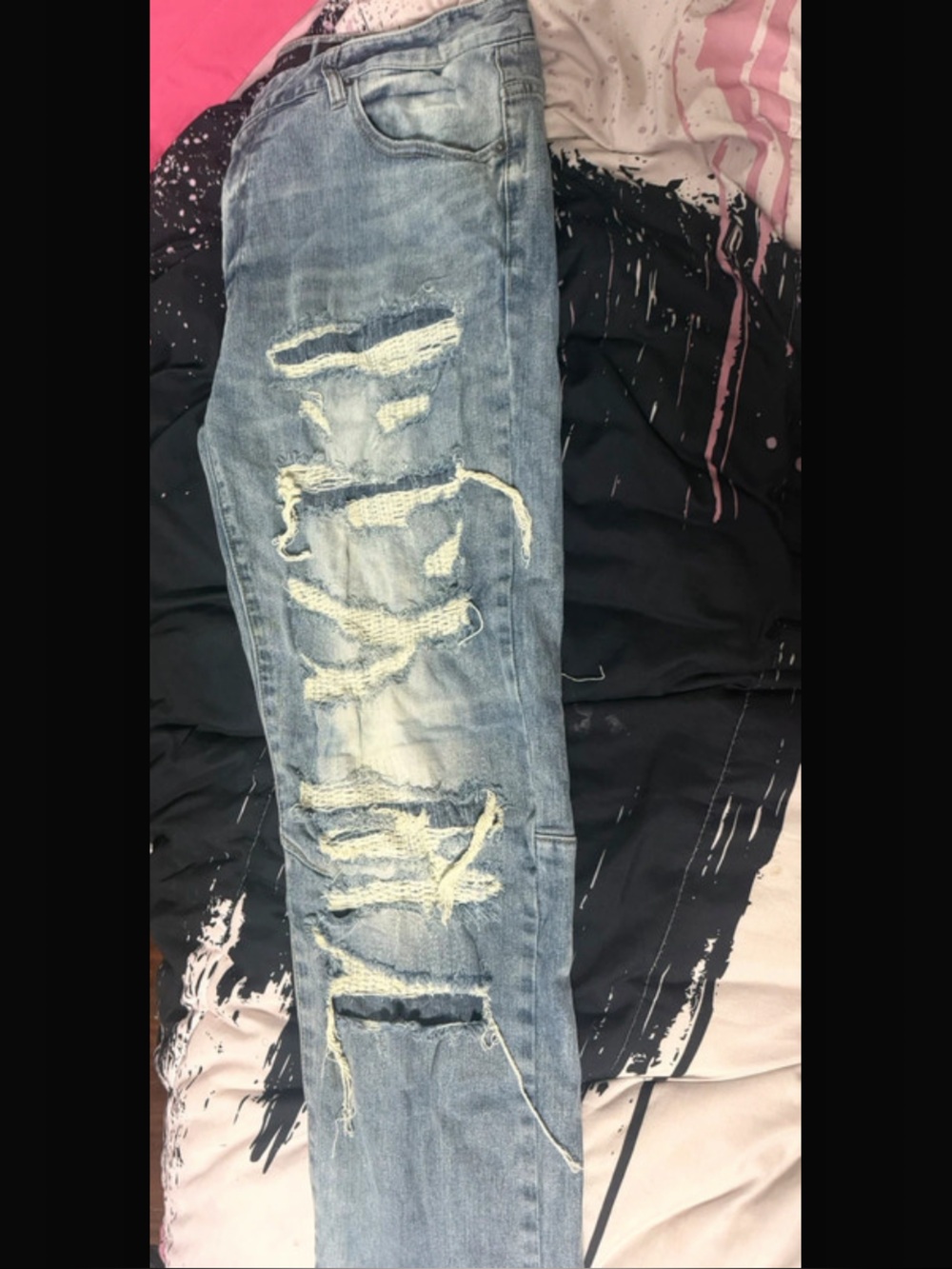 Light Blue Distressed Skinny Jeans for Men